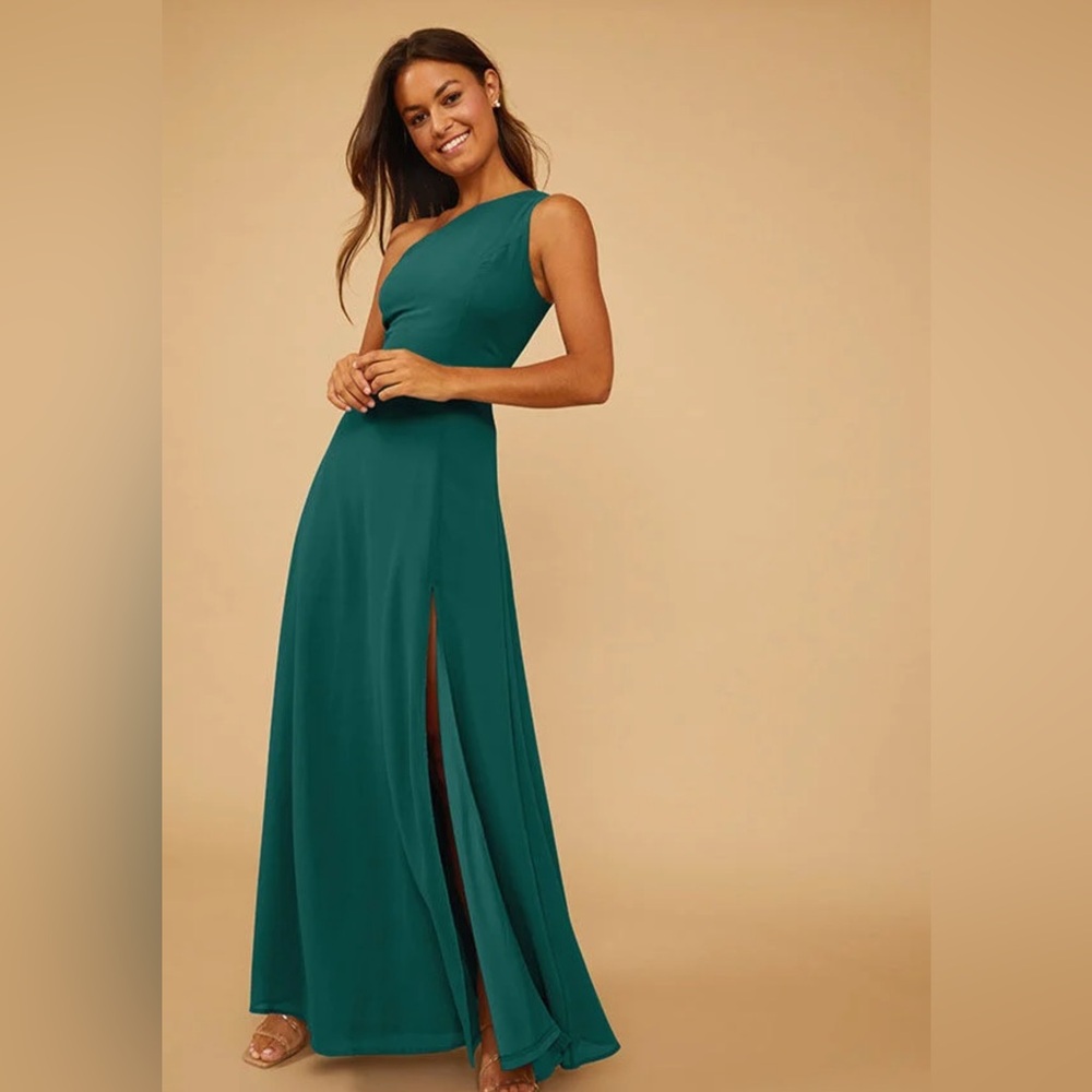 One Shoulder Formal Green Dress